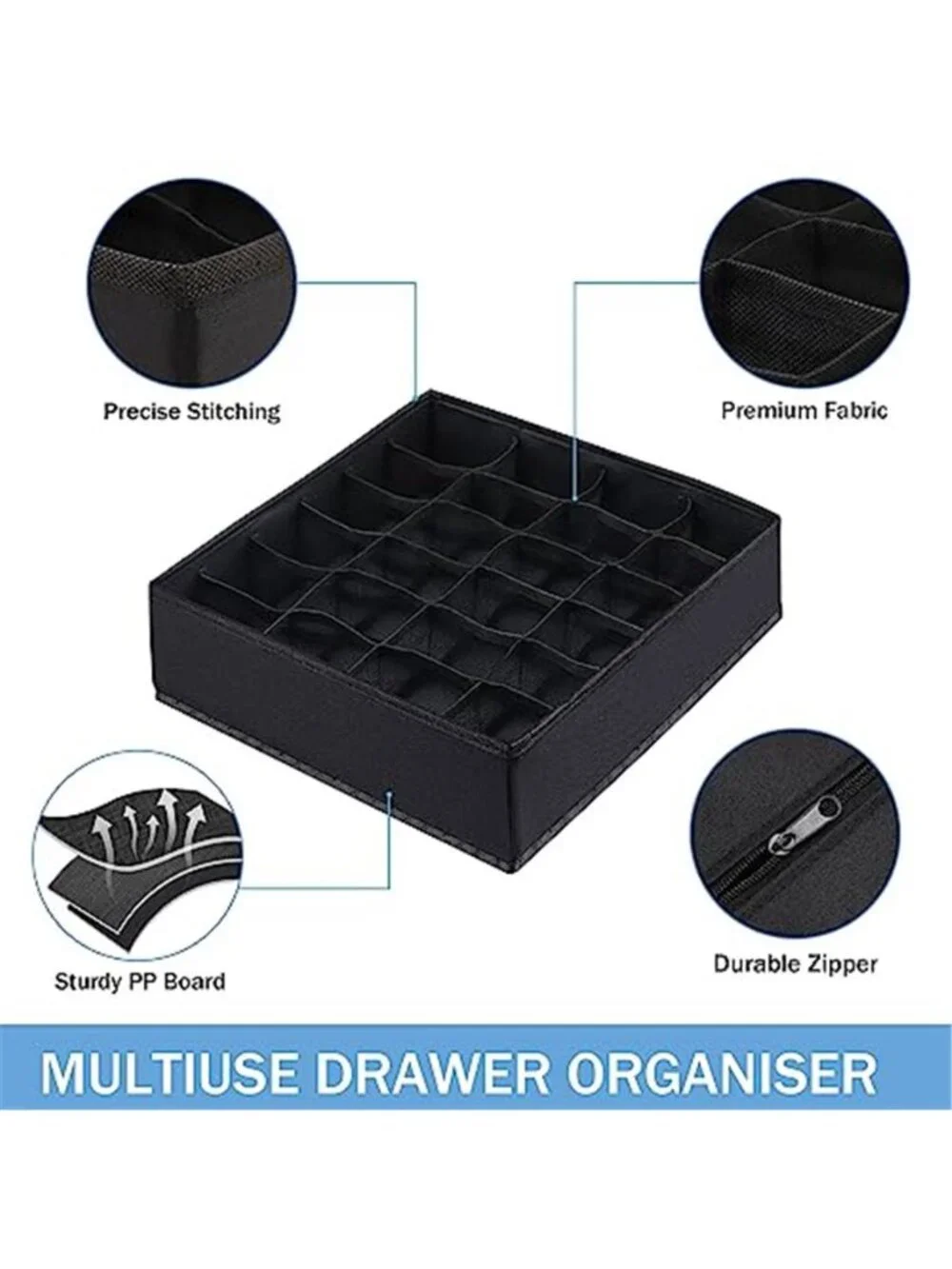Drawer Organizer Closet Storage Boxes Foldable Underwear Socks Divider 24 Slot